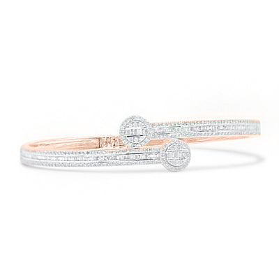 Circle Shape Baguette Diamond Bangle (1.50CT) in 10K Gold (Yellow or White or Rose) - 4mm