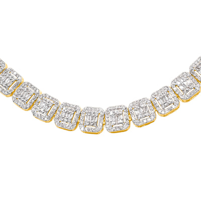 Baguette Diamond Chain (13.50CT) in 10K Yellow Gold - 8mm (20 Inches)