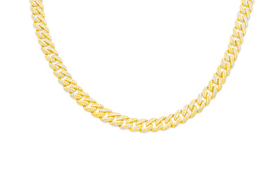 Iced Out Diamond Monaco Cuban Link Chain (6.65CT) in 10K Gold - 6mm (22 inches)