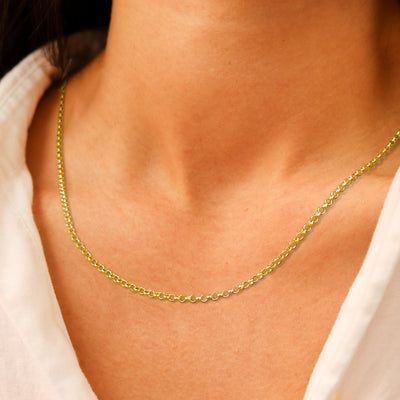 1mm 14K Gold Rolo Chain (White or Yellow or Rose) - from 16 to 24 Inches