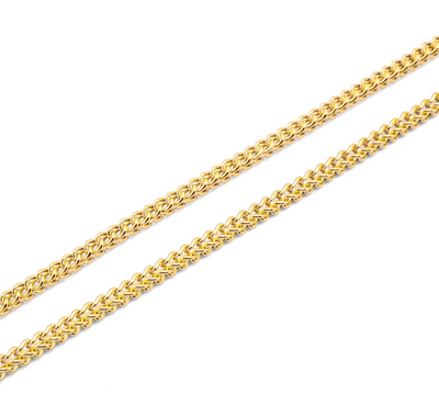 2mm 10K Gold Hollow Franco Chain (White or Yellow) - from 16 to 28 Inches