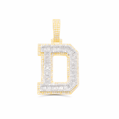 10K Gold Diamond Letter D Pendant 2.50CT