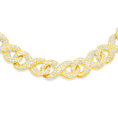 Iced Out Diamond Infinity Link Chain (8.5CT) in 10K Gold - 7.7mm (20 inches)