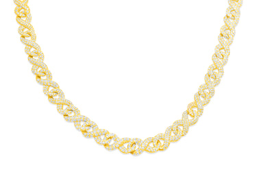 Iced Out Diamond Infinity Link Chain (8.5CT) in 10K Gold - 7.7mm (20 inches)