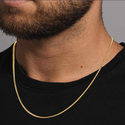 2.5mm 10K Gold Hollow Franco Chain (White or Yellow) - from 16 to 20 Inches