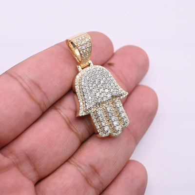 Hamsa Hand Bling Diamond Pendant (3.00CT ) in 10K Gold