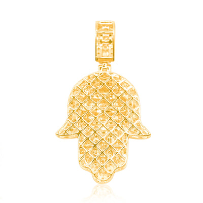 Hamsa Hand Round Centered Diamond Pendant (3.25CT) in 10K Gold