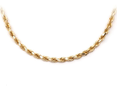 3mm 10K Solid Gold Rope Chain (White or Yellow) - from 16 to 24 Inches