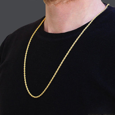 3mm 10K Solid Gold Rope Chain (White or Yellow) - from 16 to 24 Inches