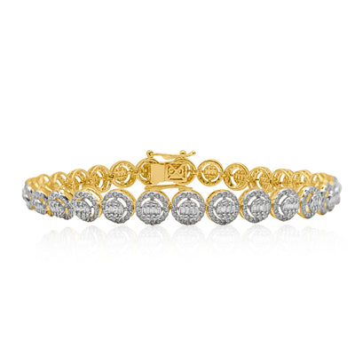 Circle Shape Diamond Baguette Bracelet (4.50CTW) in 10K Yellow Gold - 8mm