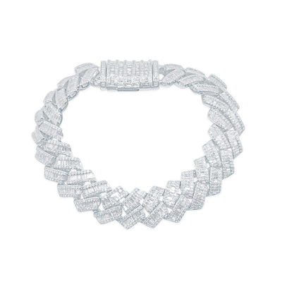Iced Out Cuban Diamond Bracelet (9.50CTW) in 10K White Gold - 15mm