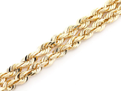 6mm 10K Gold Hollow Rope Chain (White or Yellow) - from 20 to 28 Inches