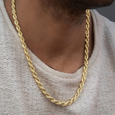 7mm 10K Gold Hollow Rope Chain (White or Yellow) - from 20 to 28 Inches