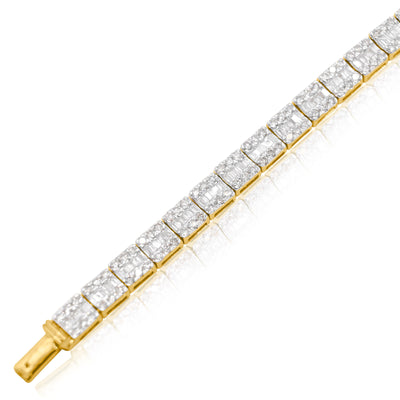 Square Cut Baguette Diamond Bracelet (7.00CTW) in 10K Gold - 8mm