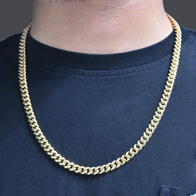 8mm 10K Gold Hollow Miami Cuban Chain (White or Yellow) - from 22 to 26 Inches