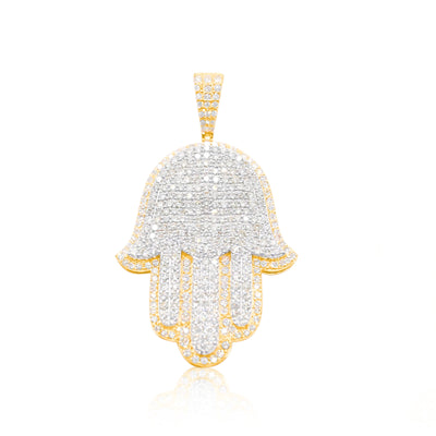 Hamsa Bling Diamond Pendant (8.50CT) in 10K Gold