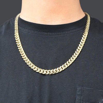 8mm 10K Solid Gold Miami Cuban Chain (White or Yellow or Rose) - from 20 to 26 Inches