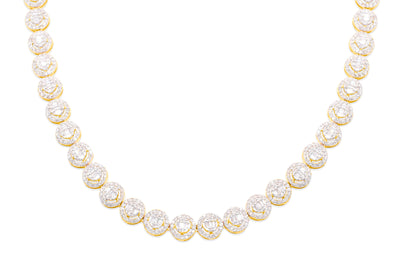 Round Cut Diamond Baguette Chain (8CT) in 10K Yellow Gold - 8mm (20 inches)