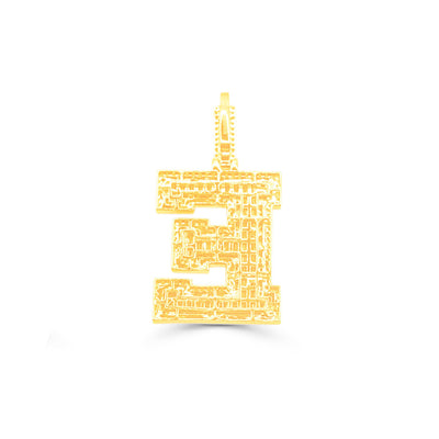 E Letter Baguette Diamond Pendant (4.25CT) in 10K Gold