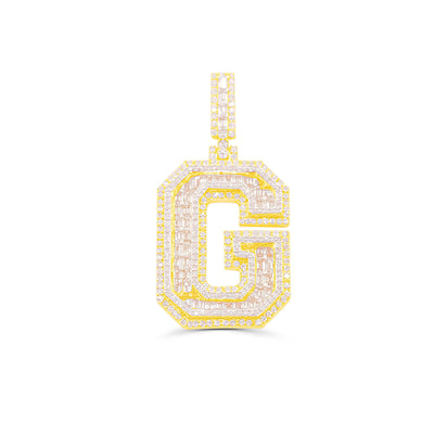 G Letter Baguette Diamond Pendant (4.25CT) in 10K Gold