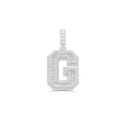 G Letter Baguette Diamond Pendant (4.25CT) in 10K Gold