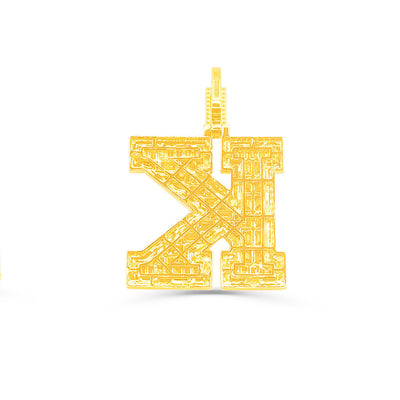 K Letter Baguette Diamond Pendant (3.75CT) in 10K Gold