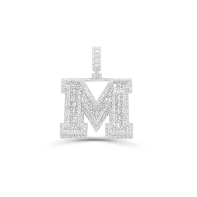 M Letter Baguette Diamond Pendant (7.85CT) in 10K Gold