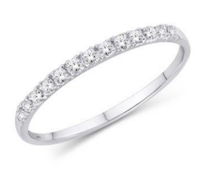Round Cut Pave Diamond Women's Band Ring (0.15CT) in 10K Gold - Size 7 to 12