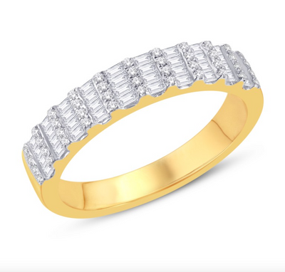 Eternity Baguette Grid Diamond Women's Band Ring (0.50CT) in 10K Gold - Size 7 to 12