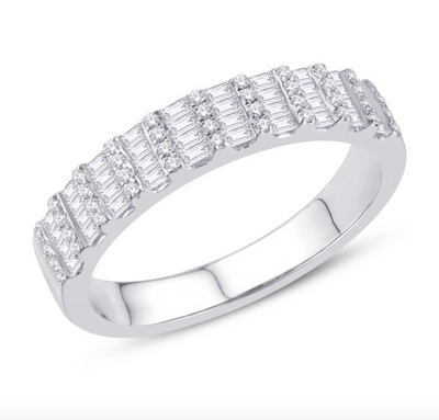 Eternity Baguette Grid Diamond Women's Band Ring (0.50CT) in 10K Gold - Size 7 to 12