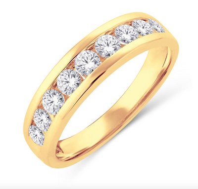 Channel Set ROund Cut Diamond Women's Band Ring (0.25CT) in 10K Gold - Size 7 to 12