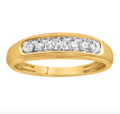Channel Set Round Cut Diamond Men's Band Ring (0.25CT) in 14K Gold - Size 7 to 12