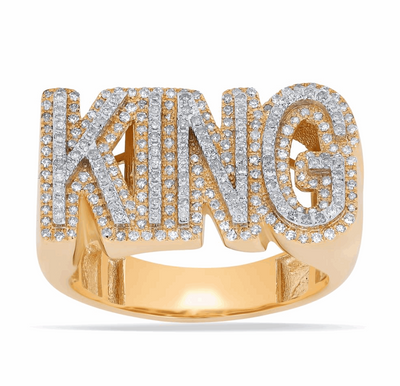 10K Gold Diamond King Men's Ring 0.79CT