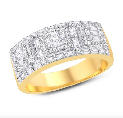 Half Eternity Baguette Diamond Men's Band Ring (1.09CT) in 14K Gold - Size 7 to 12