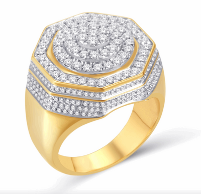 10K Gold Diamond Men's Ring 1.92CT