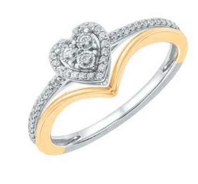 Heart Shape Diamond Cluster Women's Ring (0.20CT) in 10K Gold - Size 7 to 12