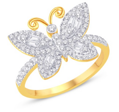 Butterfly Shape Baguette Diamond Cluster Women's Ring (0.50CT) in 10K Gold - Size 7 to 12