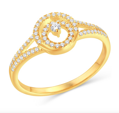 Double Circle Split Shank Diamond Women's Ring (0.20CT) in 10K Gold - Size 7 to 12