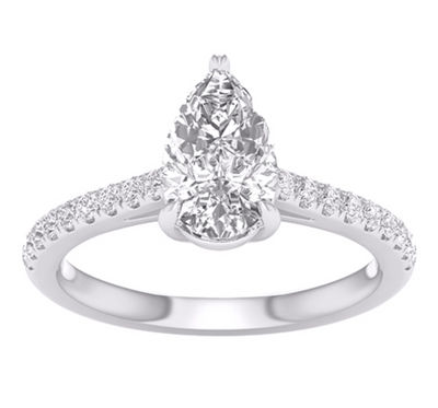 Pear Cut Pavé Diamond Women's Ring (1.75CT) in 14K Gold - Size 7 to 12 (LAB GROWN DIAMONDS)