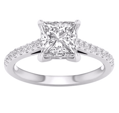 Princess Cut Pavé Diamond Women's Ring (2.25CT) in 14K Gold - Size 7 to 12 (LAB GROWN DIAMONDS)