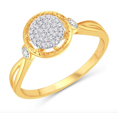 Round Shape Diamond Cluster Women's Ring (0.13CT) in 10K Gold - Size 7 to 12