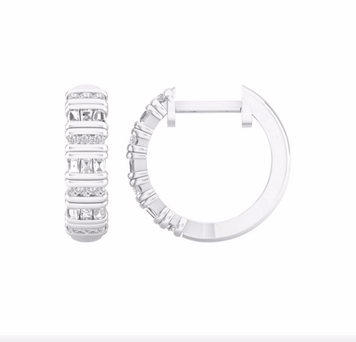 10K Gold Diamond Hoop Earring