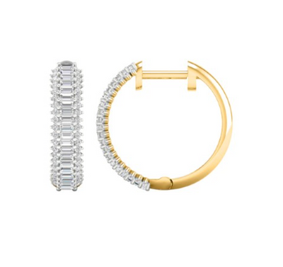 Huggie Hoop Illusion Diamond Earring (0.75CT) in 14K Gold (Yellow or White)