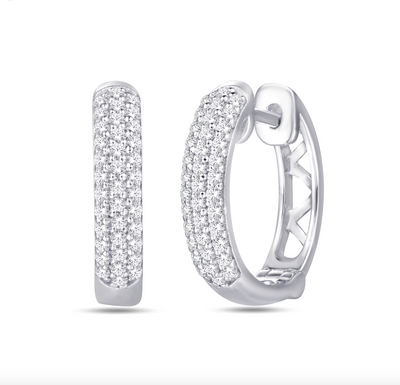 Huggie Hoop Diamond Cluster Earring (0.22CT) in 10K Gold (Yellow or White)