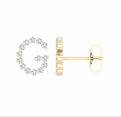 10K Gold Diamond Initial Earring