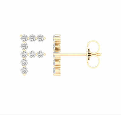 10K Gold Diamond Initial Earring