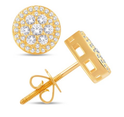 Circle Shape Diamond Cluster Stud Earring (0.53CT) in 10K Gold (Yellow or White)