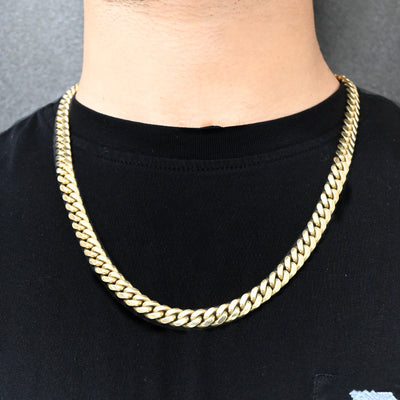 9mm 10K Solid Gold Miami Cuban Chain (White or Yellow or Rose) - from 22 to 26 Inches