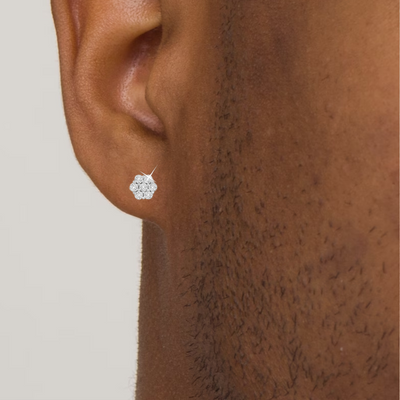 Hexagon Shape Diamond Cluster Stud Earring (0.50CT) in 10K Gold (Yellow or White)