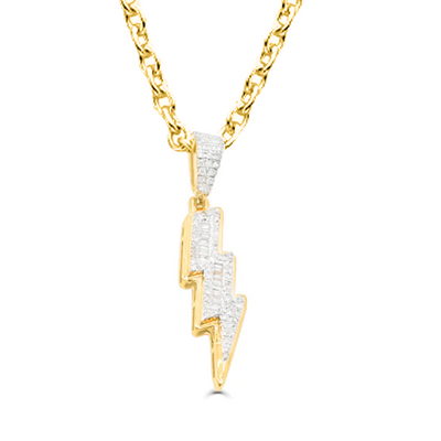 10K Gold Lightening Pendant with 0.40CT Diamonds with Matching Gold Studs with 0.11CT Diamonds